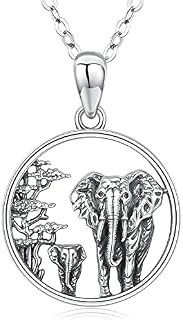 CHENGHONG Elephant Necklace for Women Men 925 Sterling Silver Lucky Elephant Pendant Mother and Daughter Family Design Jewellery Gifts for Mum Girls Teens
