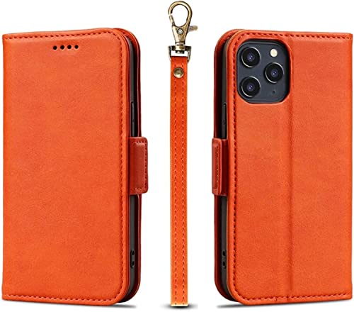 Étui portefeuille iPhone 13 Pro Max SCHIK orange avec porte-cartes et béquille