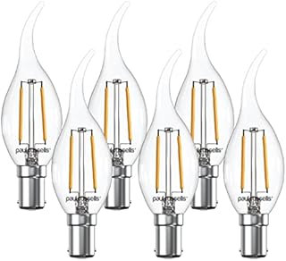 paul russells LED Flame Candle Filament Light - Pack of 6  2.5W 25W Equivalent Replacement 250LM Lumens 2700K SBC B15D Small Bayonet Cap C35T Bulbs  Energy Saving Non-Dimmable Lamps - Warm White