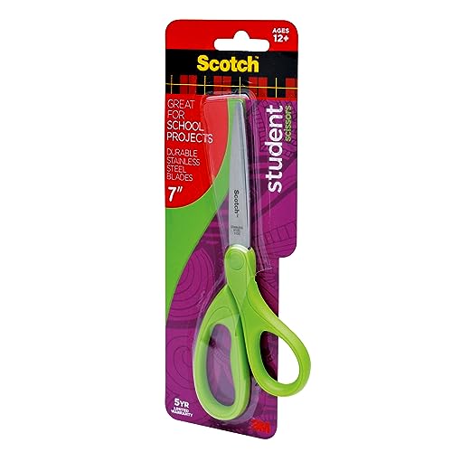 Scotch Student Scissors, 7-Inch - Blue, Green, or Purple, Colors May Vary (1407S-MIX) - image 2