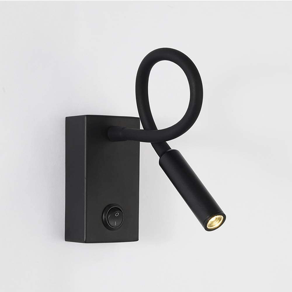 Lámpara de lectura para cama con flexo LED negro de noche y luz cálida para leer