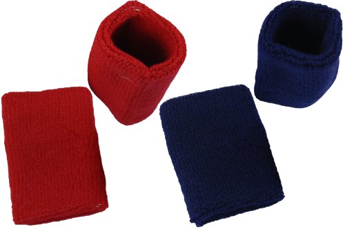 Basket,Tennis,Yoga All Sports Wrist Bands "Red/Navy Blue" 2 pairs