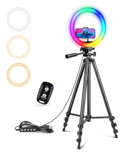 UBeesize RGB Ring Light with tripod and phone holder