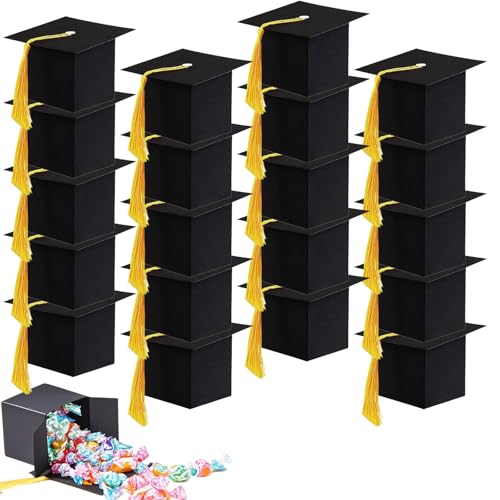 CAMOSE Geschenkboxen zum Schulabschluss 20 Stück elegante Geschenkboxen in Hutform für Studenten Abschlussfeier Partydekoration und Kindergarten Abschiedsgeschenke für Abschlussschule oder