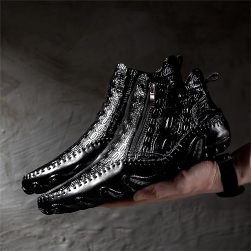Mens Boot Side Zipper Ankle Dress Patent Leather Formal Boots Fashion Luxury Crocodile Pattern Luxury Classic Outdoor Non-Slip High-Top Fur Lined Loafers3