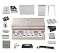 AMS Fireplace, Lion 40 Inch Grill Package w Double Access Drawer and Horizontal Single Door side burner Refrigerator Liquid Propane