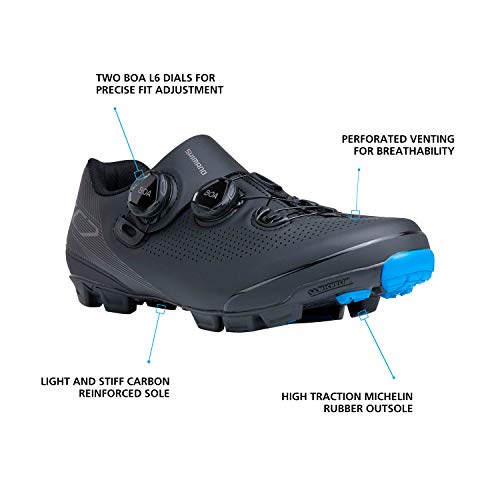 SHIMANO Tênis off-road SH-XC701 para desempenho e conforto, Preto, 14-14.5 Women/11-11.5 Men