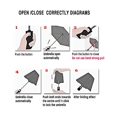 Siepasa Windproof Travel Compact Umbrella, 8-Ribs Anti-Uv Waterproof Folding Umbrella With Telfon Coating-One Button For Auto Open And Close. (Black) #TOP6