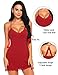Avidlove Sexy Night Gowns for Woman Valentines Lingerie Nightdress V Neck Lingerie Sleepwear Dark Red S