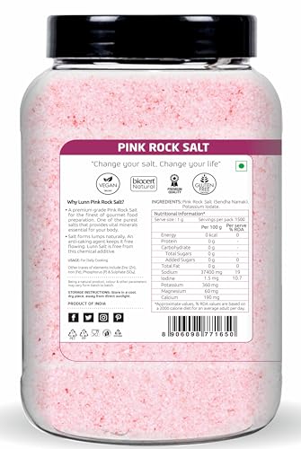 Image of Lunn Pink Rock Salt | 1.5 kg | Himalayan Sendha Namak | Rich in Natural Minerals | No Anti-Caking Agents | Vegan & Gluten-Free | Pure & Unprocessed