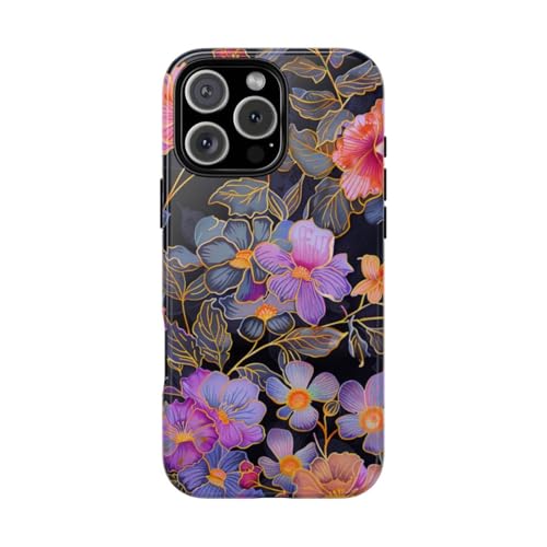 Coque rigide iPhone 16 Pro Max motif floral brillant anti-rayures