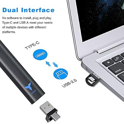 Clicker for Powerpoint Presentations, TIBURN 100 Feet Presentation Clicker USB/USB-C 2 in 1 Slides Clicker for Mac/Win/Computer/Laptop Presentation Pointer