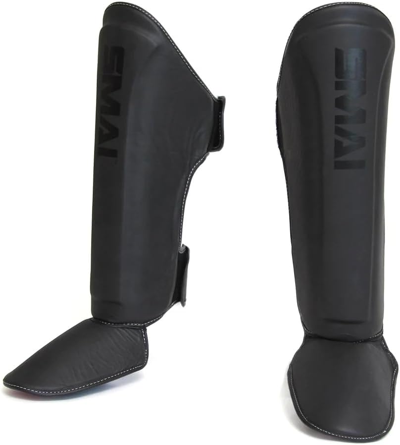 SMAI Thai MMA Kickboxing Guards for Men, Women, Kids with Comfortable, Durable, Impact Resistant, Ankle Support Shin Shields & Foot Protector a Pro-Grade Martial Arts Equipment.