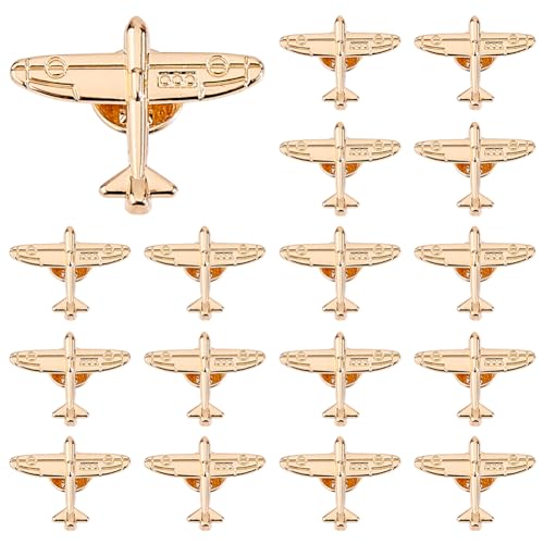 SUPERFINDINGS 20 pines de solapa de aleación de oro, broche de avión, pin de solapa de avión, agujas de metal decorativas para vuelo, regalos de reconocimiento, broche de avión a granel para chaqueta