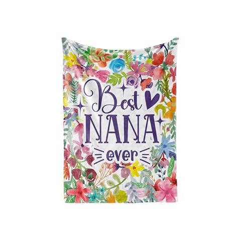 InnoBeta Nana Gifts from Grandkids, Grandma Gifts for Nana, Nana Flannel Throw Blankets on Christmas, Mother's Day, Birthday, 50" x 65", Best Nana Ever with Flowers Cover