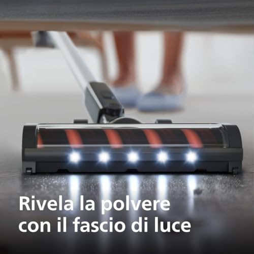 Philips Aspirapolvere Cordless Serie 3000, Potente su Pavimenti duri, 60 Minuti di Autonomia, Bocchetta con Luce LED, Accessorio per Fessure e Combinato, Batteria Sostituibile, Leggero (XC3032/01) - Immagine 3