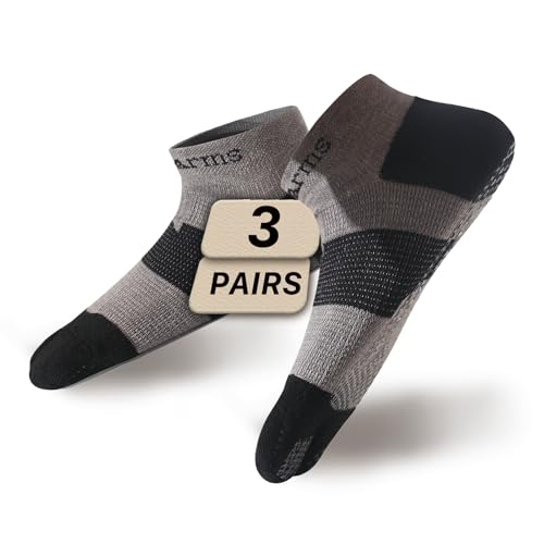 Wildarms Compression Tabi Socks Sports Anti Slip Grip Pads Athletic Socks Running Hiking with Cushion Men Women 3 Pair