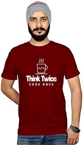 Workshop Graphic Printed T-Shirt for Men & Women | Think Twice Code Once Funny Quotes Gifts for Coder and Geek Expert