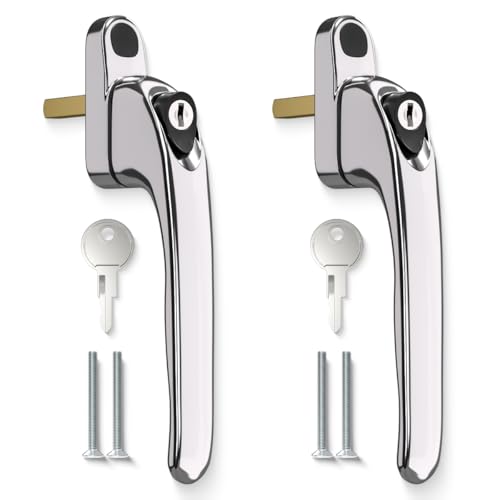 Bwintech 2 Pcs in-Line Polished Chrome UPVC Zinc Window Handle, 43mm Spindle for Indoor and Outdoor upvc Window