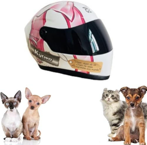 FORZENA Dog Motorcycle Helmet Cat Full Face Motorcycle Helmet Outdoor Motorcycle Bike Riding Helmet Hat for Doggie Puppy Kitten Pet Supplies Racing Car Fan Collectible Small Gift (Pink)