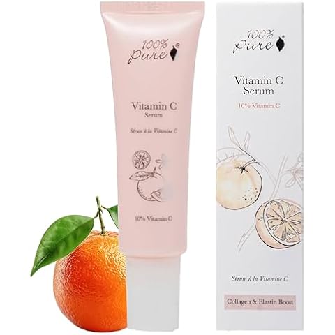 100% PURE Vitamin C Face Serum Hydrating Glow Skin Care with ALA Aloe + Vitamin E Oil - Daily Firming & Correcting Anti Aging Facial Moisturizer for Women & Men All Skin Types, Vegan - 1 Fl Oz Cover
