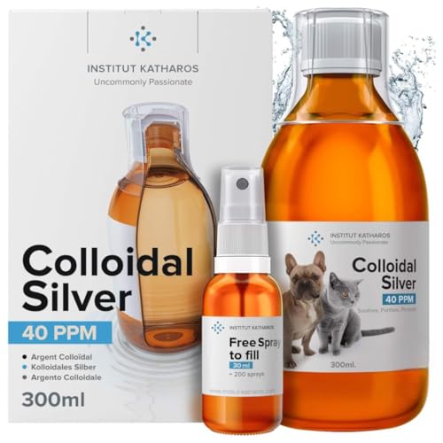 Flacon & Spray Argent Colloïdal Anti Démangeaison Tout-en-1 pour Chien & Chat : Antibiotique & Soin (Nettoyant, Cicatrisant, Désinfectant) & Problèmes...