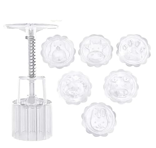 ���݌^�A 50g 4.5cm Mooncake Mold Cookie Press With 6 Animal Flower Stamps(Animal)