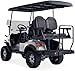 Kandi 4 Passenger Electric Cart w Lithium Battery, 28 Mile Driving Range, 120V Charging Port, 5,000 Watt Electric Motor, 4 Seats, Golf Cart, UTV, Electric Power Steering, Backup Cam Soundbar Silver