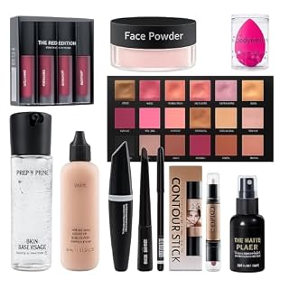 Professional Makeup Kit Combo for Women & Girls with Foundation, Face Powder, Eyeshadow Palette, Lipstick, Mascara, Contour Stick, Primer, Makeup Fixer & Beauty Blender | Complete Cosmetic Set for Bridal & Party Makeup