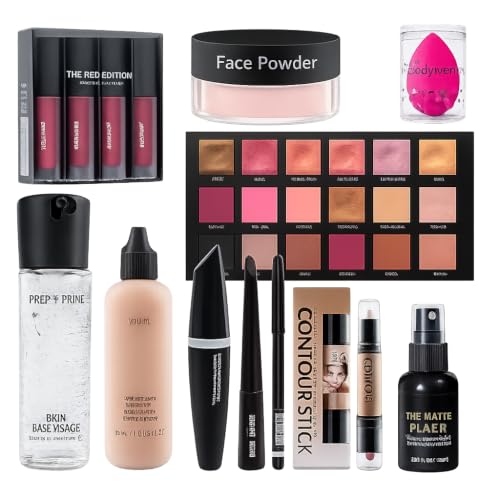 Professional Makeup Kit Combo for Women & Girls with Foundation, Face Powder, Eyeshadow Palette, Lipstick, Mascara, Contour Stick, Primer, Makeup Fixer & Beauty Blender | Complete Cosmetic Set for Bridal & Party Makeup
