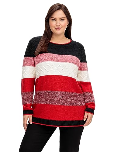 Sheego Damen Große Größen Pullover weich und pflegeleicht, mit Blockstreifen Freizeitmode sportlich Rundhals-Ausschnitt -