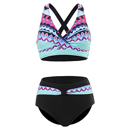 Maillots deux pièces froncé bas de bikini taille haute contre les complexes - 5