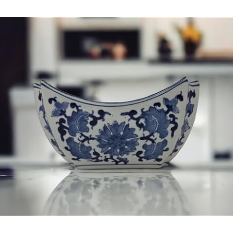 Blue and White Octagon Serving Bowls (9") Cover