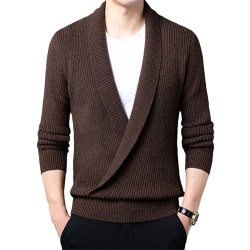 Men Sweater Cardigan Korean Style Deep V Neck Lapel for Clothing Solid Knit Cardigan