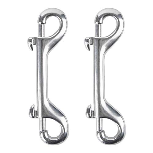 Faneta 316 Stainless Steel Double Ended Bolt Snap Hook, Marine Grade Double End Diving Clips, Heavy Duty Trigger Chain Clip Key Holder For Pet Feed Bucket Hammock Horse Tack (2-Pack) (115Mm Silver) #TOP2