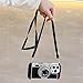 QoKcoahn 3D Vintage Camera Phone Case with Long Lanyard - Unique Cool Silicone PC Shockproof Crossbody Protective Case for iPhone 16 Pro Max- Black