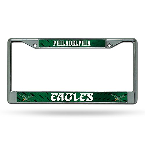 Rico Industries NFL Philadelphia Eagles Retro 12 x 6 Silver Chrome Frame W Decal Insert Car/Truck/SUV Auto Accessory