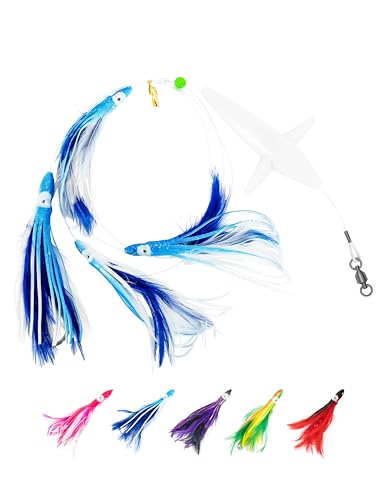 BLUEWING Tuna Feather Daisy Chain Fishing Teaser Lure with 4