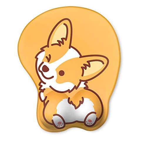 HAOCOO Ergonomic Mouse Pad with Wrist Support ,Non-Slip Backing Corgi Anime Cute Gel Mouse Pad Wrist Rest, Easy-Typing and Pain Relief for Gaming Office Computer Laptop(Yellow Cute Corgi) Cover