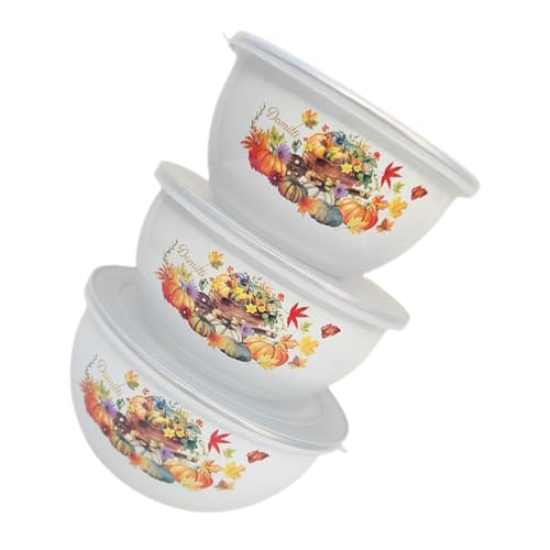 Holibanna Cuencos Esmaltados Con Tapas, Cuencos Para Sopa Y Comida, Recipientes Para Fruta, Cuencos Para Sopa Para El Hogar, 3 Uds.