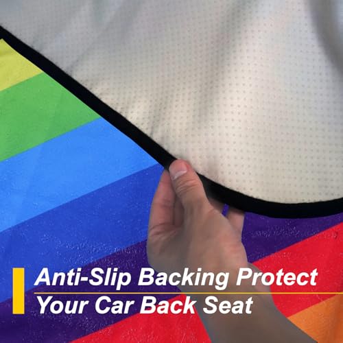 Image of Back Seat Cover for Car Trucks Van SUV Jeep,Waterproof Rear Bench Towel Seat Covers for Dogs and Kids,Automotive Backseat Protector (Rainbow)