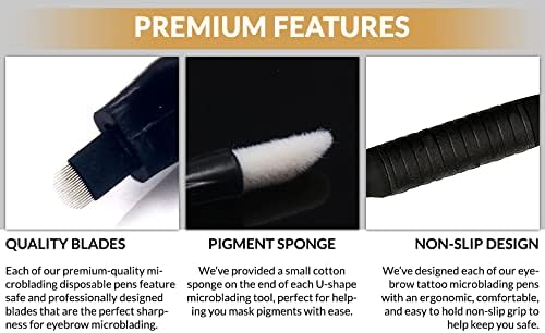 Miniatura 8 de M Mellie's Signature Microblading - Bolígrafo de cejas desechable con hoja esterilizada, agarre de goma cómodo y esponja de pigmento para Hermanos