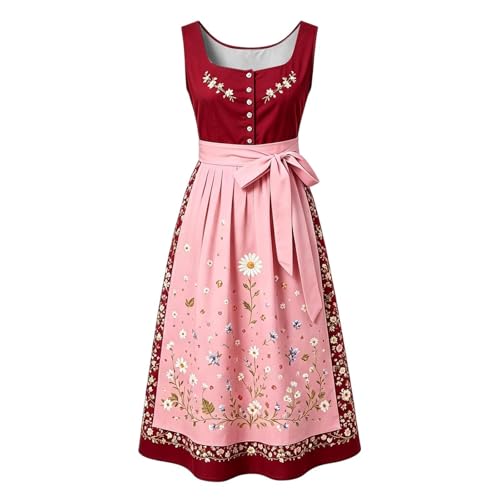 Vestido tradicional mediano de Oktoberfest para lucir un auténtico disfraz en fiestas alemanas 4
