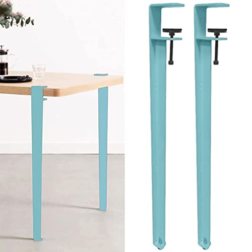 BHFPFZA Adjustable Fit Table Clamp Legs,2pcs Removable DIY Iron Table Legs,Metal Furniture Legs,F-Shape Dining Desk Legs,for Coffee Table,Bench,Furniture Console,No Punching Design (40cm,Blue)