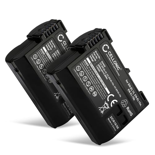 CELLONIC, Battery for Camera compatible with Nikon EN-EL15c, EN-EL15, D750, D500, D7500, D850 (7.0V, 2000mAh) 2 Pieces