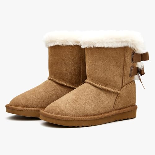 EasyStar Kids' Classic Bow-Tie Warm Fur Mid-Calf Snow Boots for Girls and Boys2