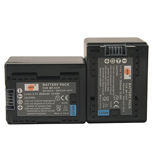 DSTE Replacement for 2X BP-727 Fully Decoded Battery Compatible Canon CG-700 Vixia HF R30 R32 R40 R42 R50 R52 R60 R62 R66 R70 R72 R300 R400 R500 R700 M50 M52 M500 M506 SLR as BP-727F BP-718
