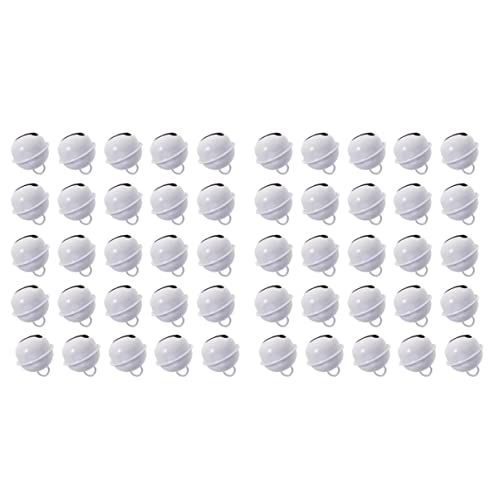 NOLITOY Christmas Jingle Bells for Holiday 22mm White Jingle Bells 50pcs Mini Metal Craft Bell Round Candy Color Decorative Bells Pendants for DIY Pet Collar Christmas Party Jewelry