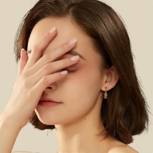 Looyuupee Natural Hetian Jade Earrings, Lucky Green Jade, Dainty Green Real Jade Charm Pendant Jewelry Studs, Handmade Ear Stud Earrings Hoop Earrings For Women (925 Sterling Silver With Gold Plated) #TOP2