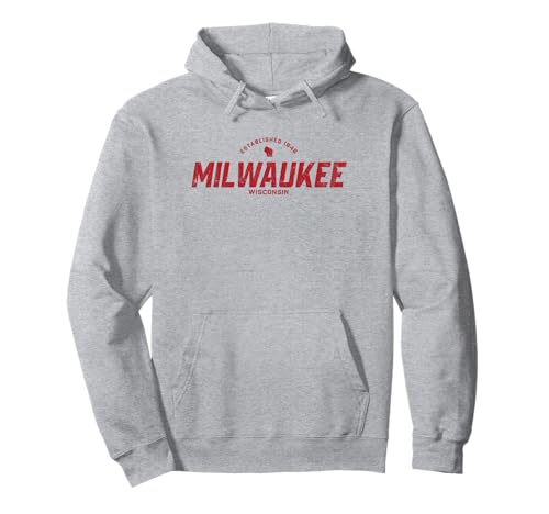 Logotipo deportivo rojo atlético vintage de Milwaukee Wisconsin WI Sudadera con Capucha